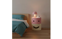 Round Bedside Table Nordic Style Cheerful Face Nightstand Creative Design Stackable Storage Unit for Kids, Bedroom, Living Room, Playroom