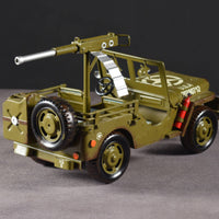 Iron Army Car Ornament Handmade Retro 4x4 Vehicle Sculpture for Man Cave