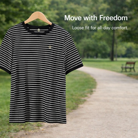 Oversized T Shirts for Women with Contrast Stripe Design, Ladies Summer Tops in Ribbed Knit Material, Going Out for Daily Wear