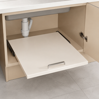 Heavy-duty shelf slide, 1-stage telescopic drawer for cabinet, extendable cabinet basket with ball bearings, white