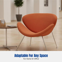 Minimalist Modern Lounge Chair, Nordic Recliner, Upholstered Single Sofa, Metal Frame, for Hotel Lobby, Office, Living Room