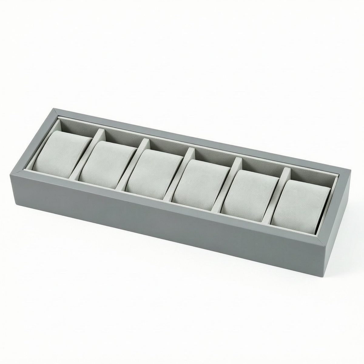 Open-Top Watch Display Tray Padded Watch Storage Tray Gray Divided
