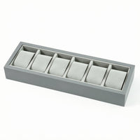 Open-Top Watch Display Tray Padded Watch Storage Tray Gray Divided