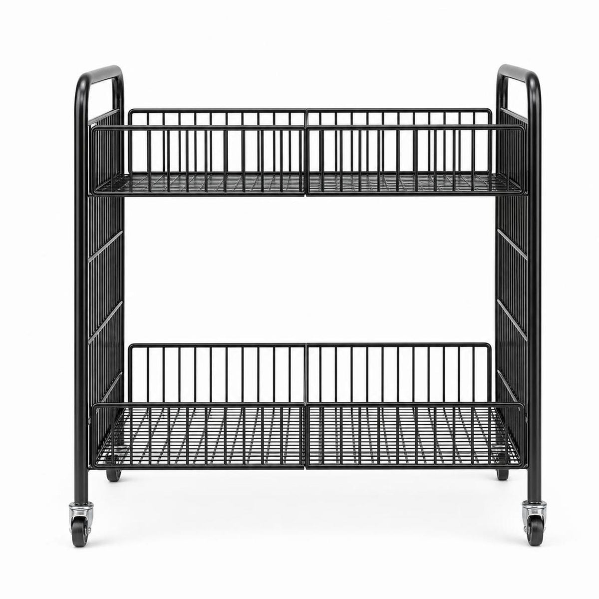Two-Tier Display Cart Portable Foldable Rolling Cart Space Saving Two Tier for Market Stalls