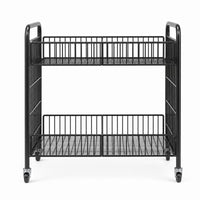 Two-Tier Display Cart Portable Foldable Rolling Cart Space Saving Two Tier for Market Stalls