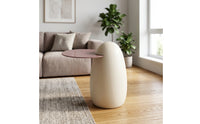 Side Table with Storage Fully Assembled Oval Side Table Modern Nightstand for Living Room, Bedroom, Reading Corner