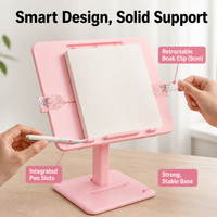 Desktop Book Stand, Height Adjustable Book Holder with Page Clips, H-Shaped Cookbook Stand for Students, Anti-Myopia Posture