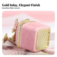Cherry Blossom Trinket Box Birthday Gift Enamel Jewelry Box Presentable Crystal Embedded Jewelry Case for Women, Girls, Desktop, Dresser, Vanity