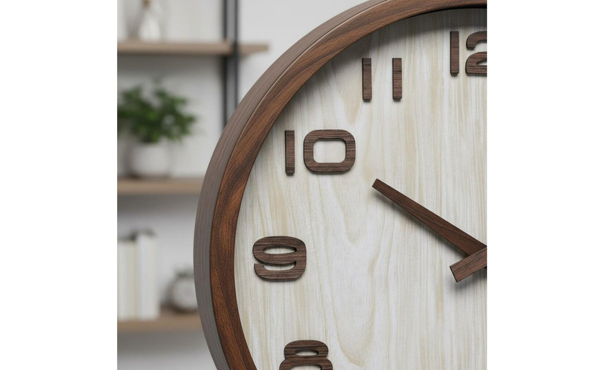 Fashionable Wood Grain Wall Timepiece Easy to Read Wood Frame Wall Timepiece Decorative Home Decor Simple Design for Living Room, Office, Bedroom