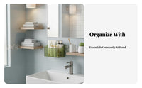 Adhesive Surface surfaceMount Organizer Multifunctional Ribbed Container Drill Installation Home Organization for Renters, Vanity Area, Cacontaineret