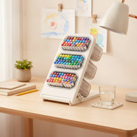 Slanted Desktop Pen Holder Tilted Slanted Pen Holder Foldable Desk Organizer Space-Saving Stationery Storage Organizer