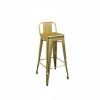 Industrial Aesthetic Low-Back High Stool Light Luxury Upholstered Stool with Backrest Anti-Slip Foot Pads Counter Chair Modern Design for Bar Owners, Homeowners, Cafe Patrons, Coffee Shop, Reception Area, Kitchen Island, Dining Room