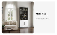 Versatile Wine Rack Cabinet Large Capacity Wine Bar Cabinet with Storage Glass Holder Household Furniture Sturdy Construction for Home Entertainers, Homeowners, Adults, Living Room, Kitchen, Entryway, Party