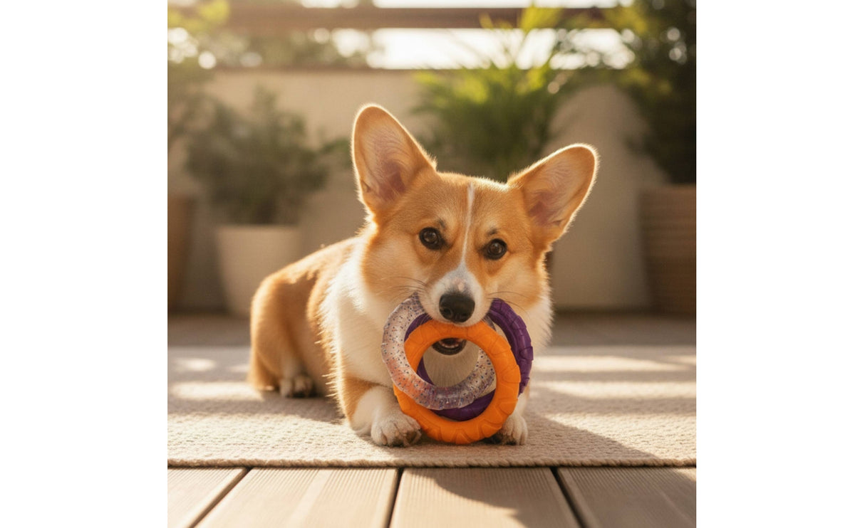 Interconnected Rings Toy Interactive Dog Tug Loop Bite-Resistant Tug Loop Toy for Young Dogs, Pet Owners, Indoor Play