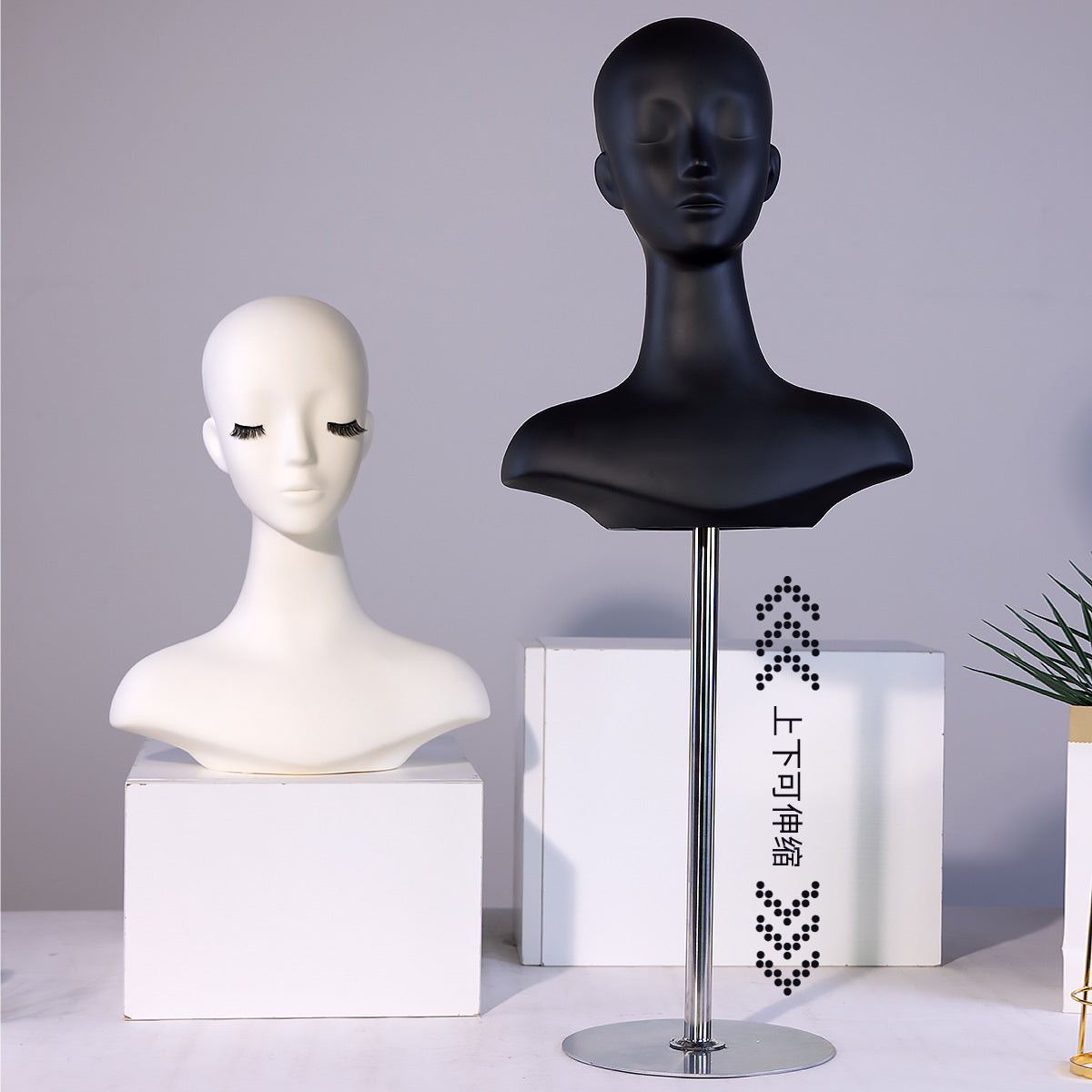 Premium Mannequin Head for Displaying Wigs, Hats, and Jewelry, White Head Base, Window Display Model