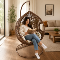 Egg-Shaped Hammock Chair, Large, Freestanding, PE Rattan, Balcony, Outdoor Use