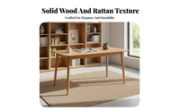 Solid Wood Rattan Chair Versatile Design Cane Back Dining Chair Strong Load-Bearing Household Furniture for Business Owners, Study Room, Kitchen, Cafe