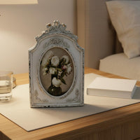 Bowknot Oval Frame Handcrafted Finish Ornate Relief Frame Gift Idealhome Decor for Living Room, Desktop