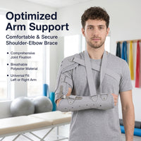 Elbow Brace Post-Op Shoulder Support Universal Gray Padded for Fracture Recovery