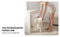 Minimalist Aesthetic Soft puffShaped Pouf Comfortable Cushion Vanity Stool Sturdy Construction Low Seat Removable Cover for Small Apartment Residents, Women, Young Adults, Bedroom, Dressing Room