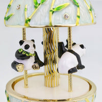 Wildlife Themed Musical Box Enamel Look Rotating Display Musical Box Gold Tone Ornament for Desk