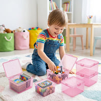 Clear Card Storage Box with Lid, Small Card & Coin Organizer, Multi-functional Desktop Sundries Storage Container