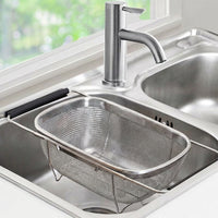 Sink Strainer and Stainless Steel Colander, Large Rectangular Expandable Sink Colander with Retractable Handles, Fine Mesh Pasta Strainer Basket