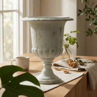 Distressed Iron Planter Ornate Design Vintage Urn Planter Indoor Outdoor Use
