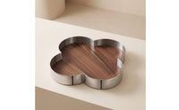 Quadrilobed-Shaped Tray Flat Tray with Metal edge Tabletop for Coffee Table, Entryway