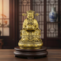 Brass Deity of Prosperity Statue Traditional Craftsmanship Chinese Wealth God Statue Auspicious Charm Chinese Wealth Deity Figurine