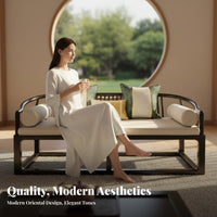 New Chinese design Wooden Frame textile Couch Modern Minimalist Living Room Furniture serene Inspired Sofa Set Comfortable for Villa Owners, Interior Designers, Apartment Dwellers, display Home, Reception Area, Lobby, Office