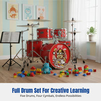 Jazz Drum Set for Kids, Small Size, Cartoon Design, Entry Level, Music Practice, Professional