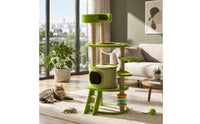 Sisal-Wrapped Multi-Level Feline Tree Carpeted Feline Climbing Structure Clear Scratching Post Structure Rotating Toy