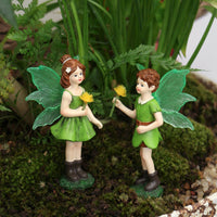 2 Pieces Garden Fairy Pair Miniature Fairy Figurines Hand-Painted for Planter