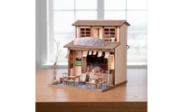 Wooden House Model with LED Light Pre-Colored Parts for Hobbyists, Adults