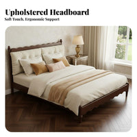 French Retro Bed Quiet Noiseless Design Solid Wood Double Bed Thickened Wide Slats for Couples
