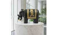 Elephant Sculpture with Gold Accents Decorative Elephant Figurine Textured for Entryway