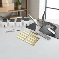 Quick Release Lever Handheld Fret Press Adjustable Neck Support Radius Fret Press Kit Steel Construction Handheld Fretting Tool Interchangeable Cauls for Luthiers, String Instrument Maintenance