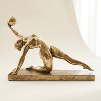 Gift Idea Home Golden Ornament Gymnast Statue Geometric Style Metal Gymnast Figurine for Living Room