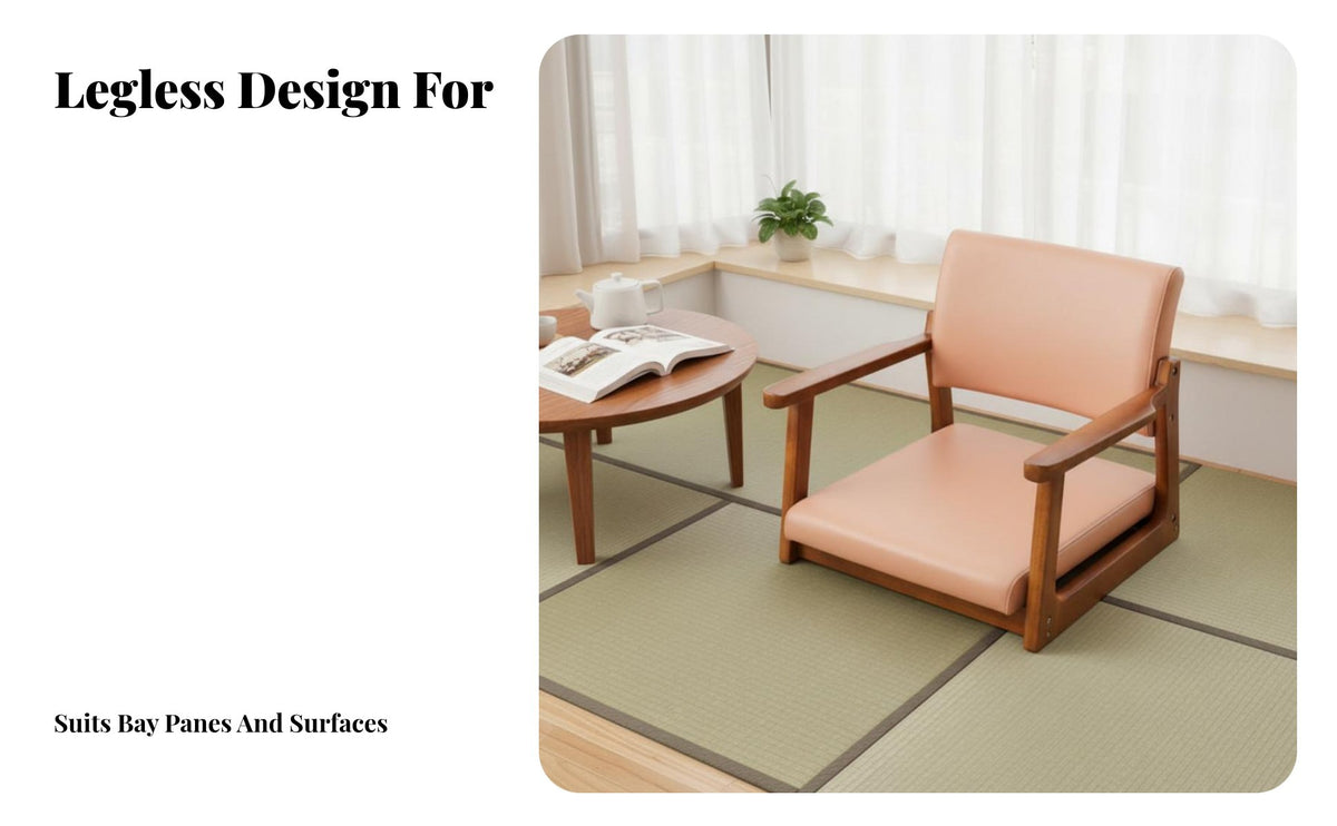 Back Support Japanese Zaisu Chair Space-Saving Legless Armchair Removable Cushion Tatami Seat Lightweight for People Who Enjoy Floor Living, Fans of Minimalist Decor, Bay Window, Bedroom, Tea Room, Meditation