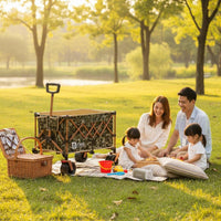 Steel Frame Folding Wagon Transport Vehicle Washable All-Terrain Wagon Transport Vehicle Double-Layer Large Wheels for Camping