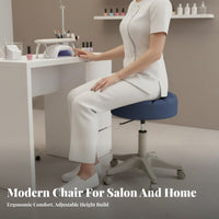 Height Adjustable Low-Back Rolling Chair 360-Degree Swivel Channel-Tufted Vanity Chair Padded Cushion Home Furniture Space-Saving for Nail Technicians, Hairstylists, Beauty Salon, Makeup Station, Small Areas, Medical Office