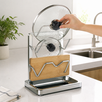 304 Stainless Steel Pot Lid Holder Countertop Kitchen Organizer for Cutting Boards and Utensils