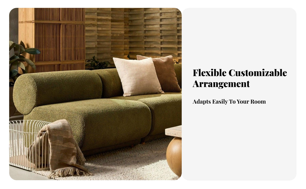 Minimalist Aesthetic Armless Boucle Seating Unit Customizable Configuration sectional Couch Soft Texture Sectional Sofa High-Resilience Foam for Apartment Dwellers, Interior Designers, Design aficionados, Living Room, Villa, Reception Area, Office