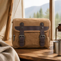 Motorcycle Side Bag Waterproof Canvas Saddlebag with Buckle Straps Side Bag for Bikers, Road Trips