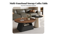 2 Pieces Space-Saving Round Coffee and End Table Set Rounded Edges Pair of Round Occasional Tables Versatile Use Indoor Furniture Stable Structure for Small Apartment Dwellers, Homeowners, Students, Living Room, Lounge Area, Office, Bedroom