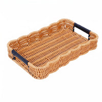 Hand Woven Tray with Handles Handwoven Woven Serving Tray Easy to Clean for Home