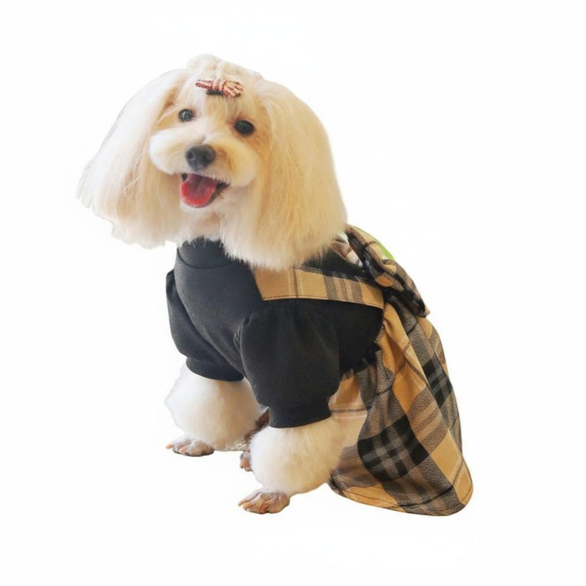 Cute Tie Plaid Pet Suspender Dress Stylish Design British Design Puppy Outfit Soft Material for Cat Owners, Daily Wear, Photoshoots, Parties