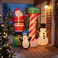 Self-Inflating Inflatable Santa Scene Weather-Resistant Christmas Inflate Decoration Festive Christmas Inflatable Lighted for Homeowners, Families, Yard, Lawn, Garden, Entryway