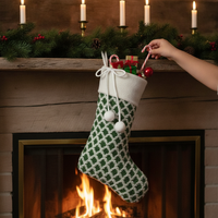 Christmas Plush Diamond/Snowflake Stocking for Fireplace & Window Decor